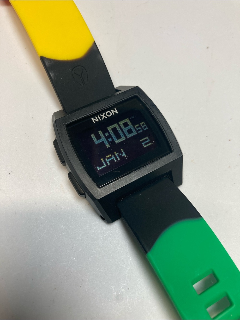 Nixon Base Tide, Rasta red green yellow color way, rare, new battery, Digital - Picture 2 of 16